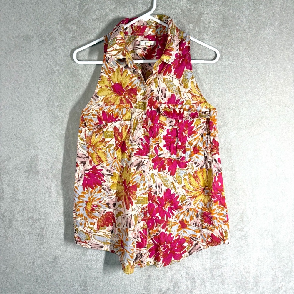 Anthropologie Porridge Floral Button Down Top Size 6 Colorful Summer Dopamine